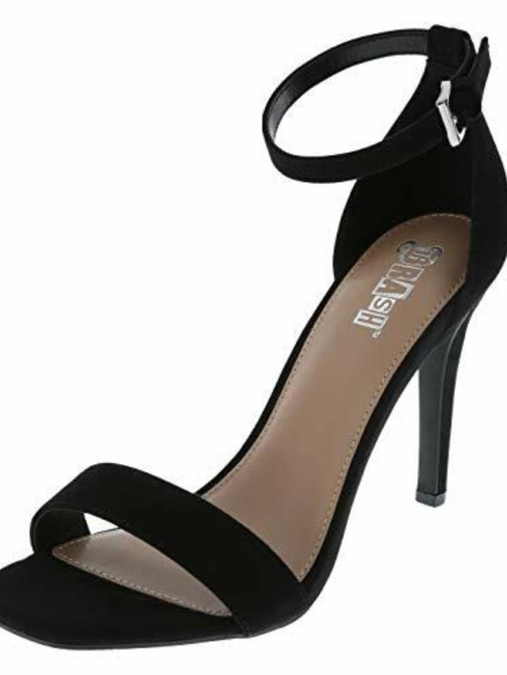 NWOB Brash Black Nubuck Ankle Strap Stiletto Sandals Size 7.5